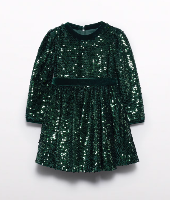Abel&Lula rochita fete cu paiete si catifea 4-10 ani Verde botella Imagine principală a produsului