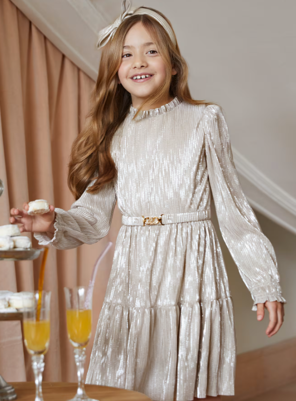 Abel&Lula rochita fete cu pliuri si sclipici 4-12 ani Auriu