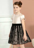 Abel&Lula rochita fete satinat cu tul 4-14 ani, Beige
