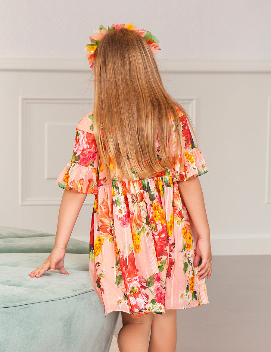 Abel&Lula rochita fete sifon lurex imprimeu 4-14 ani, Peach Imagine secundară a produsului