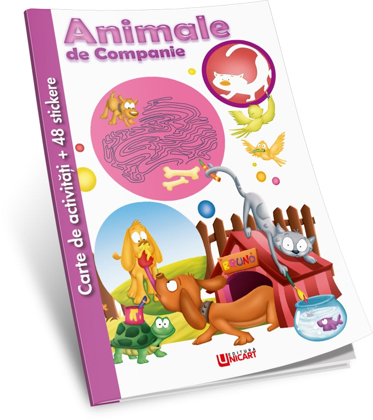 Unicart carte de activitati cu 48 stickere 4-6 ani, Animale de companie Imagine principală a produsului