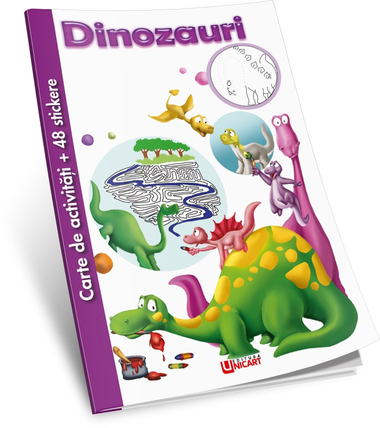 Unicart carte de activitati cu 48 stickere 4-6 ani, Dinozauri Imagine principală a produsului