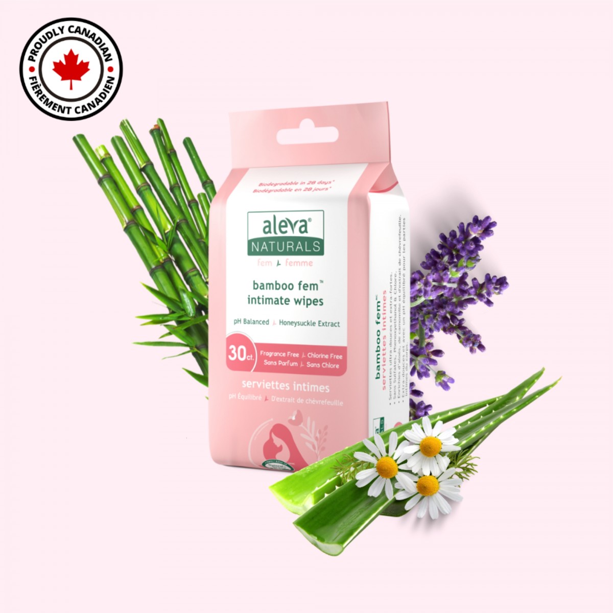 Aleva Naturals servetele umede intime pentru mamici din fibre de bambus 30 buc