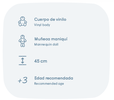 Antonio Juan papusa Bella Folk manechin corp vinil stil folk cu geanta 45 cm 3 ani+