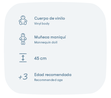 Antonio Juan papusa Bella Indie manechin corp din vinil tinuta cu geanta 45 cm 3 ani+