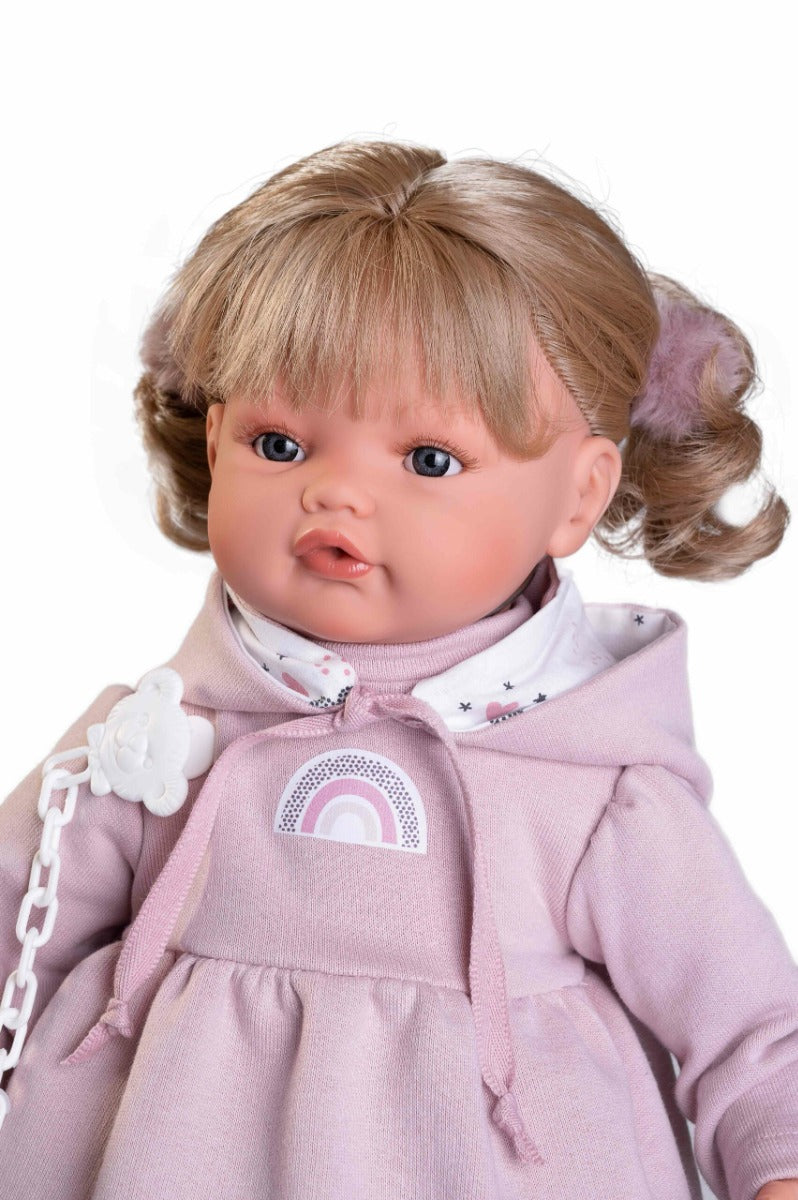 Antonio Juan papusa Beni 42 cm cu mecanism de plans si curcubeu 3 ani+