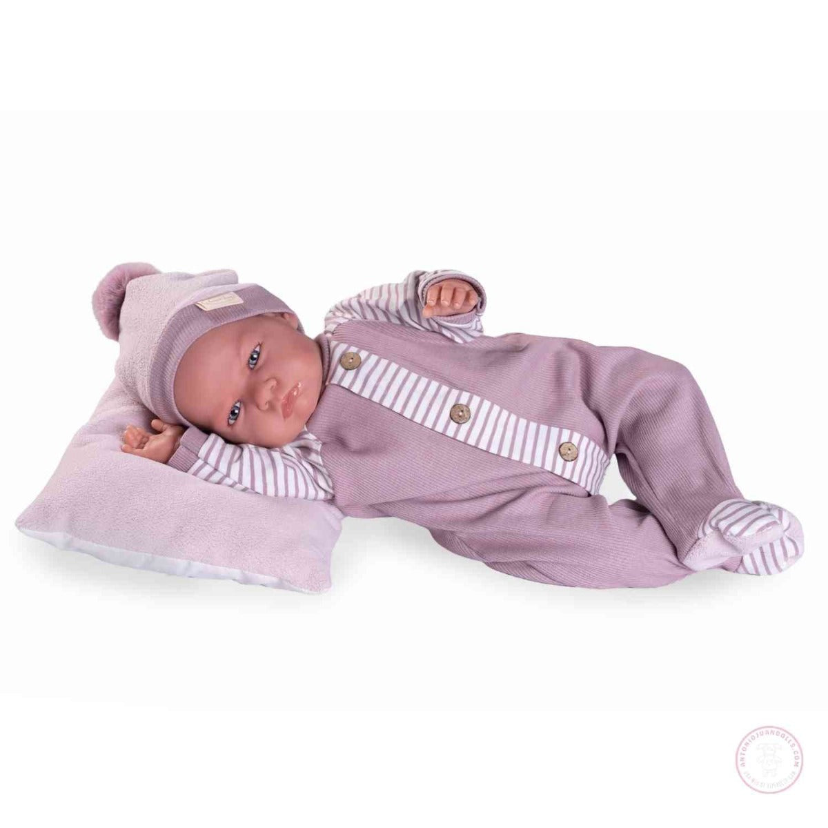 Antonio Juan papusa cu corp moale Berta Reborn Prima mea pijama 52 cm 3 ani+ 