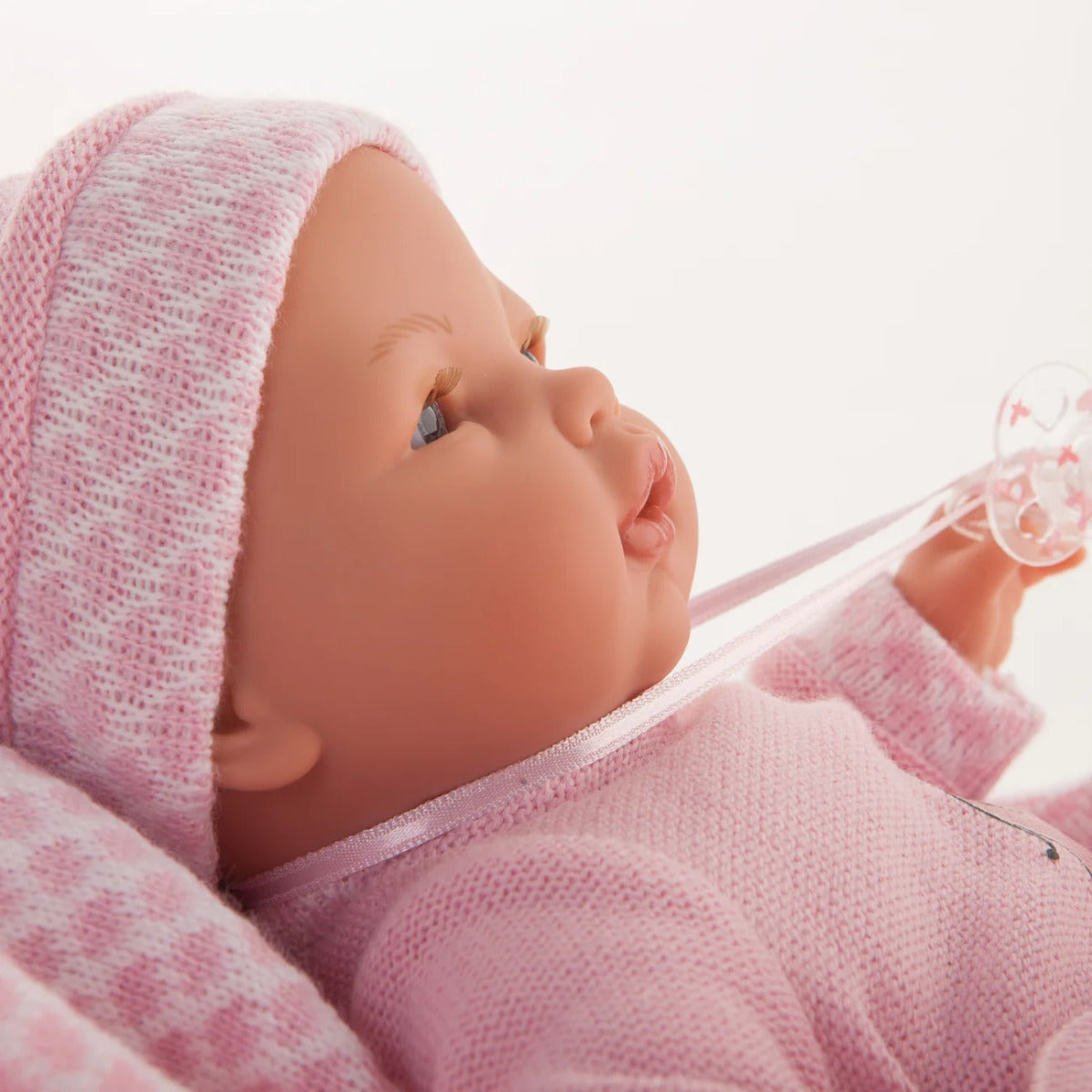 Antonio Juan papusa Bimba cu mecanism de plans si paturica roz 37 cm