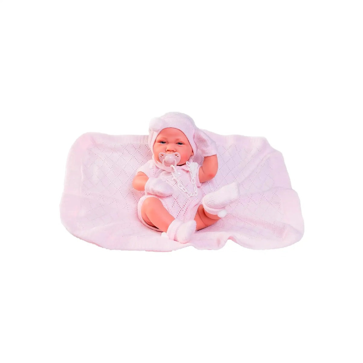 Antonio Juan papusa cu patura tricotata 42 cm 3 ani+