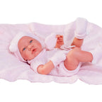 Antonio Juan papusa cu patura tricotata 42 cm 3 ani+