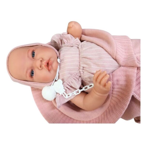 Antonio Juan papusa cu paturica roz 42 cm 3 ani+