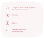 Antonio Juan papusa Indira corp anatomic vinil cu portbebe 42 cm 3 ani+