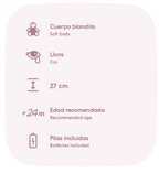 Antonio Juan papusa Kika corp moale cu functie de plans, si sac de dormit si suzeta 27 cm 2 ani+