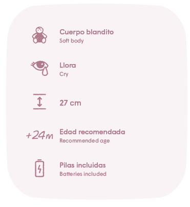 Antonio Juan papusa Kika corp moale cu functie de plans, si sac de dormit si suzeta 27 cm 2 ani+