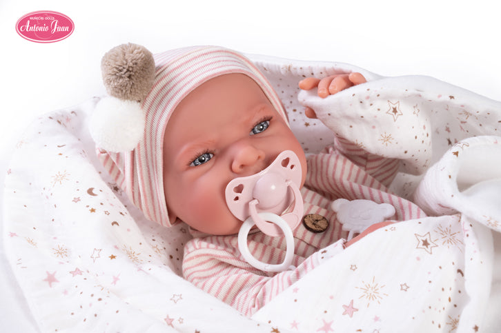 Antonio Juan papusa Lea cu paturica cu stelute 42 cm 3 ani+ Imagine principală a produsului