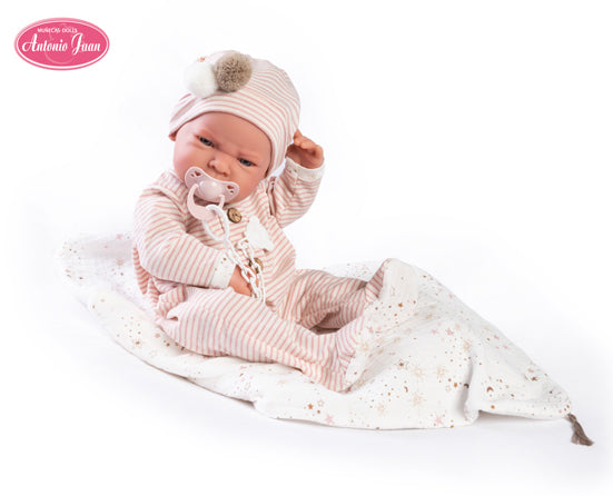 Antonio Juan papusa Lea cu paturica cu stelute 42 cm 3 ani+