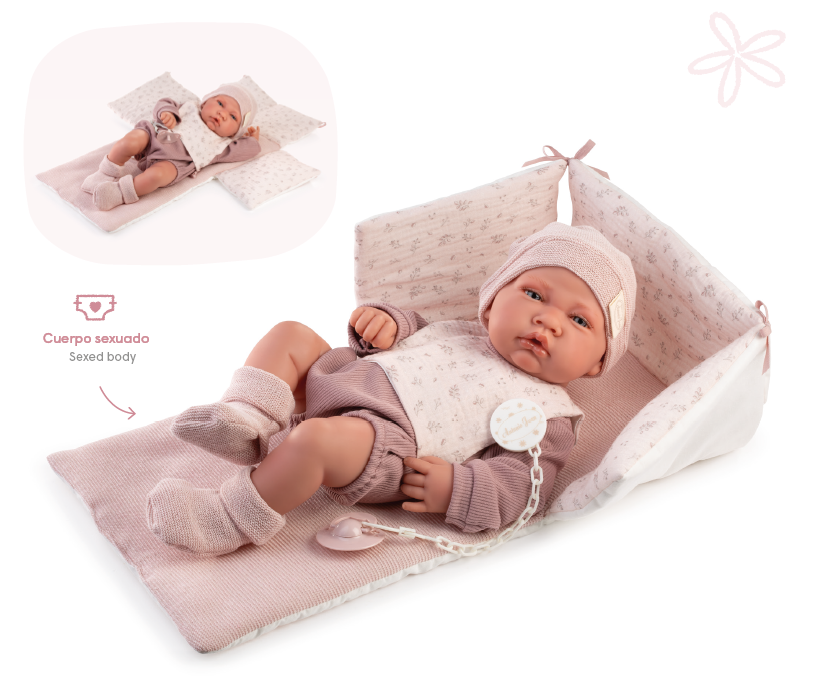 Antonio Juan papusa Lúa corp anatomic vinil cu protectie pentru patut 42 cm 3 ani+