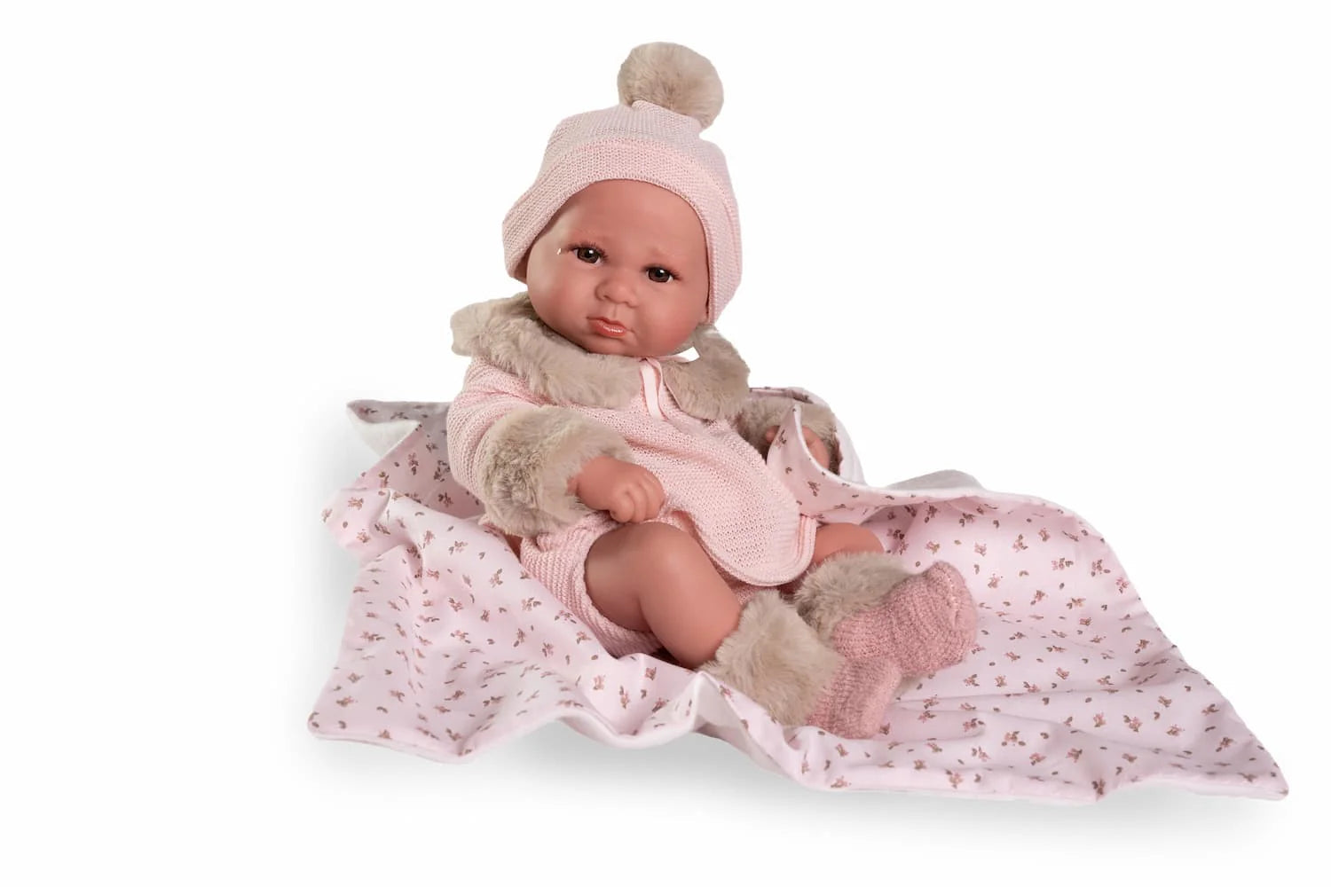 Antonio Juan papusa din vinil Luca sexata si cu paturica cu flori 42 cm 3 ani+ 