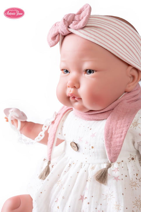Antonio Juan papusa Reborn Alejandra cu bentita 52 cm 3 ani+