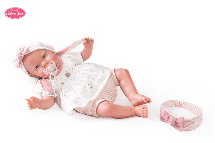 Antonio Juan papusa Reborn Alejandra cu bentita 52 cm 3 ani+