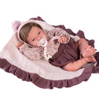 Antonio Juan papusa  Reborn Lea cu paturica mov 42 cm 3 ani+