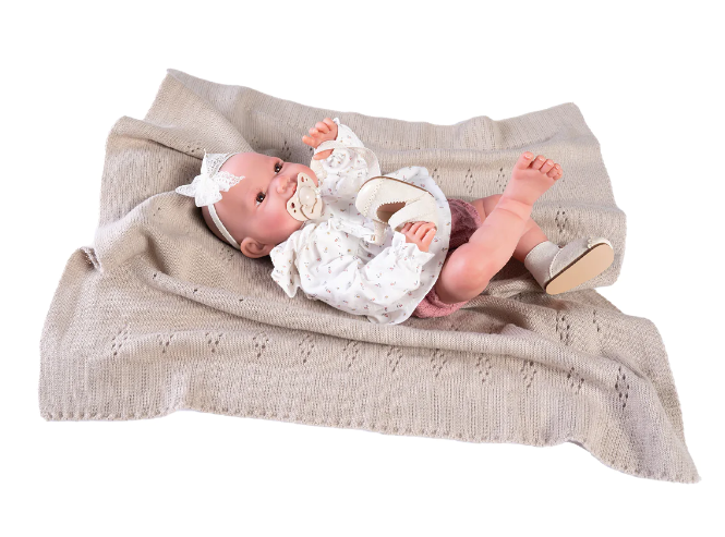 Antonio Juan papusa reborn Nica cu paturica si suzeta 42 cm 3 ani+