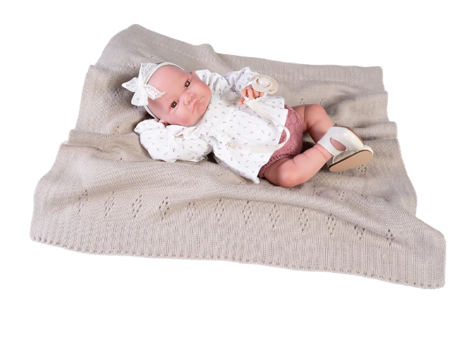 Antonio Juan papusa reborn Nica cu paturica si suzeta 42 cm 3 ani+