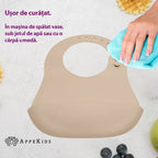 AppeKids baveta silicon cu buzunarel 6m+ Bubble Beige