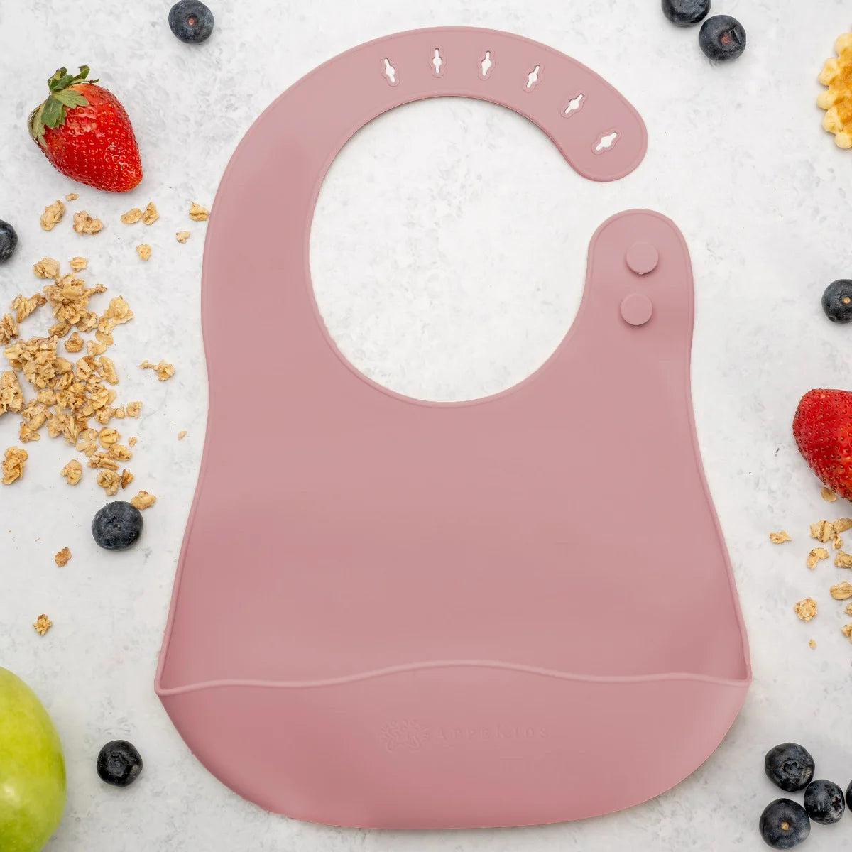 AppeKids baveta silicon cu buzunarel 6m+ Old Rose Imagine principală a produsului