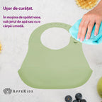 AppeKids baveta silicon cu buzunarel 6m+ Raw Green