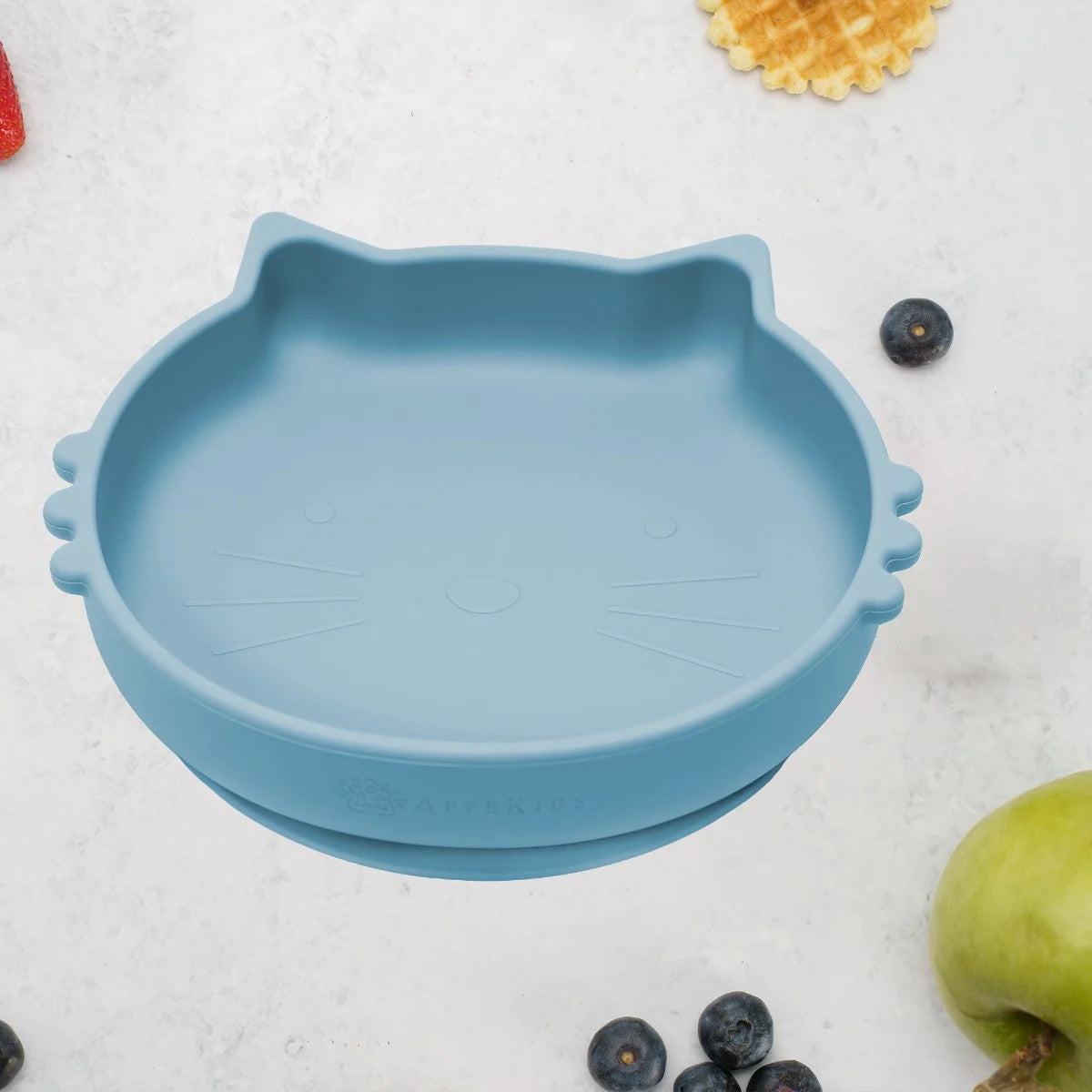 AppeKids bol silicon cu ventuza Kitty II pentru 6m+ Aqua Blue