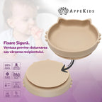 AppeKids bol silicon cu ventuza Kitty II pentru 6m+ Bubble Beige