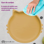 AppeKids bol silicon cu ventuza Kitty II pentru 6m+ Honey