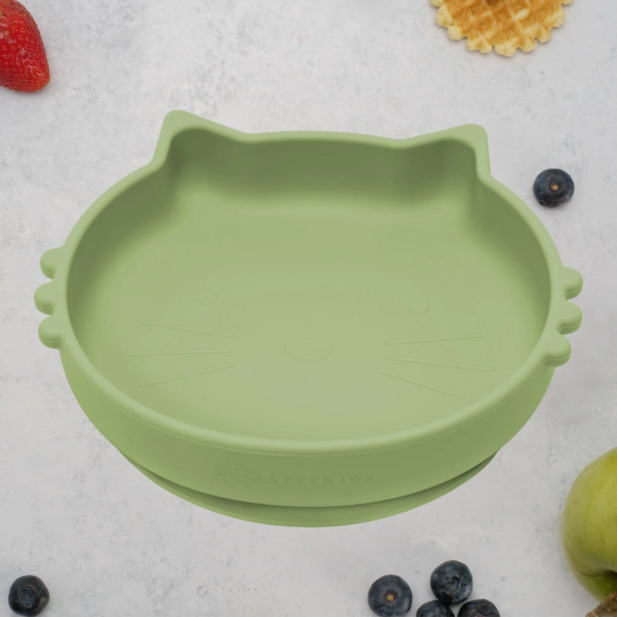AppeKids bol silicon cu ventuza Kitty II pentru 6m+ Raw Green