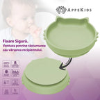 AppeKids bol silicon cu ventuza Kitty II pentru 6m+ Raw Green