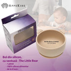 AppeKids bol silicon cu ventuza Little Bear 6m+ Bubble Beige