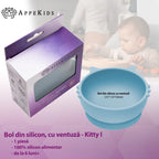 AppeKids bol silicon cu ventuza Kitty I pentru 6m+ Aqua Blue