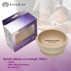 AppeKids bol silicon cu ventuza Kitty I pentru 6m+ Bubble Beige
