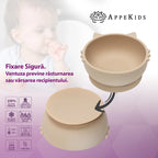 AppeKids bol silicon cu ventuza Kitty I pentru 6m+ Bubble Beige