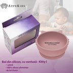 AppeKids bol silicon cu ventuza Kitty I pentru 6m+ Old Rose