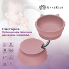 AppeKids bol silicon cu ventuza Kitty I pentru 6m+ Old Rose