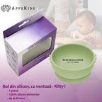 AppeKids bol silicon cu ventuza Kitty I pentru 6m+ Raw Green