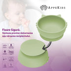AppeKids bol silicon cu ventuza Kitty I pentru 6m+ Raw Green