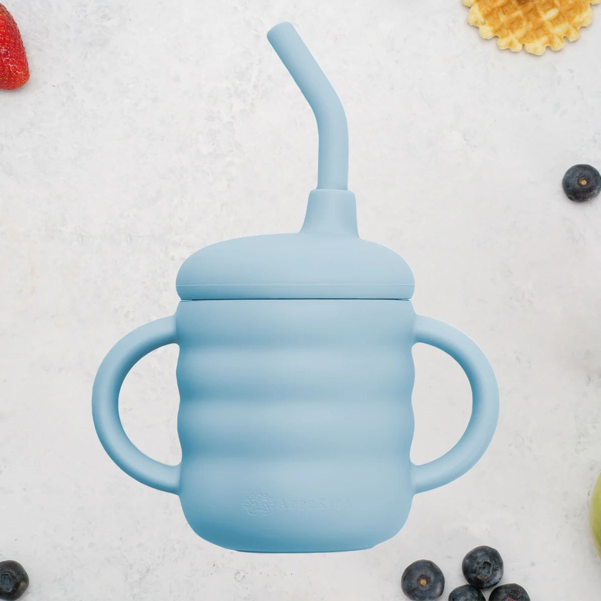 AppeKids cana din silicon cu pai 6m+ Aqua Blue