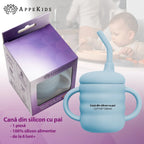 AppeKids cana din silicon cu pai 6m+ Aqua Blue