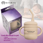 AppeKids cana din silicon cu pai 6m+ Bubble Beige