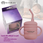 AppeKids cana din silicon cu pai 6m+ Old Rose