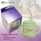 AppeKids cana din silicon cu pai 6m+ Raw Green