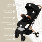 AppeKids carucior sport ultracompact Travel tip troller 6m+ Black