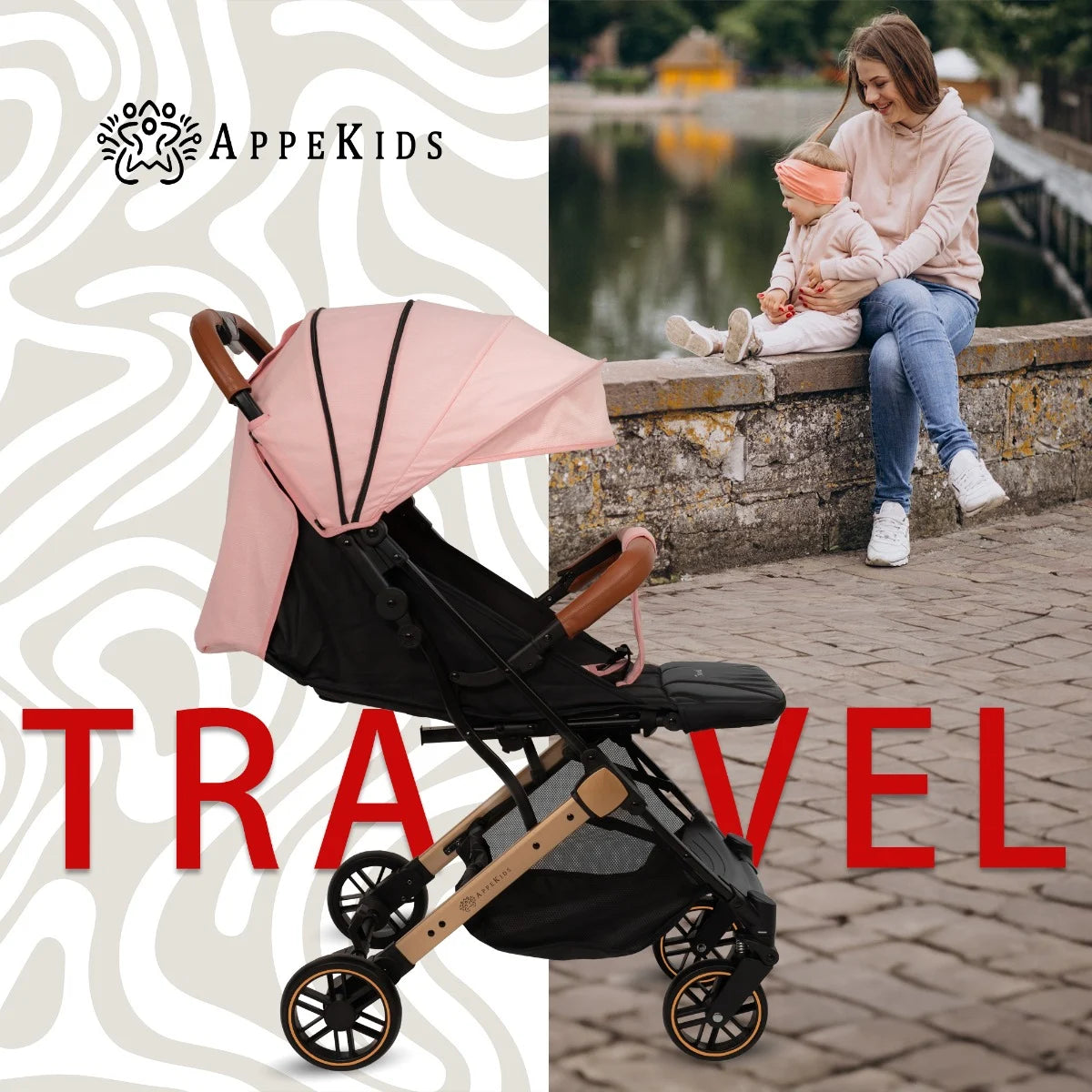 AppeKids carucior sport ultracompact Travel tip troller 6m+ Pink